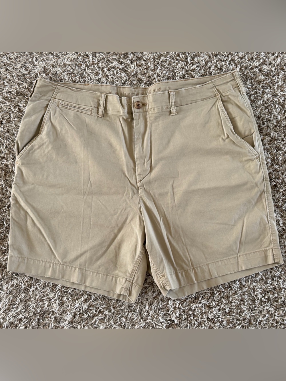 American Eagle Outfitters Beige Flat-Front Chino Shorts